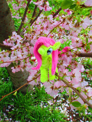 Size: 2848x3797 | Tagged: safe, artist:malte279, derpibooru import, part of a series, part of a set, fluttershy, chenille, chenille stems, chenille wire, cherry blossoms, craft, flower, flower blossom, irl, photo, pipe cleaner sculpture, pipe cleaners