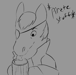 Size: 723x716 | Tagged: safe, artist:brainiac, derpibooru import, oc, oc:red hull, earth pony, pony, fallout equestria, brainiacs sketchbook (set), licking, male, sketch, solo, stallion, tongue, tongue out