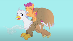 Size: 1280x721 | Tagged: safe, artist:mlp-silver-quill, derpibooru import, scootaloo, oc, oc:silver quill, after the fact, after the fact:rah! rah! rainbow!, cute, cutealoo, ocbetes, scootalove