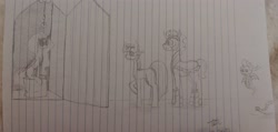 Size: 4032x1920 | Tagged: safe, artist:those kids in the corner, derpibooru import, king sombra, princess celestia, spike, twilight sparkle, alicorn, ghost, pony, undead, unicorn, open door, traditional art