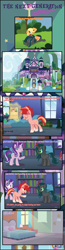 Size: 1152x4435 | Tagged: safe, derpibooru import, applejack, starlight glimmer, oc, oc:nightshade (digimonlover101), oc:star curve, changepony, hybrid, pony, unicorn, comic:the next generation, bed, female, interspecies offspring, mare, offspring, parent:king sombra, parent:queen chrysalis, parent:starlight glimmer, parent:sunburst, parents:chrysombra, parents:starburst