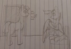 Size: 2408x1658 | Tagged: safe, artist:those kids in the corner, derpibooru import, earth pony, pegasus, pony, burton guster, chair, ponified, shawn spencer, species swap, traditional art