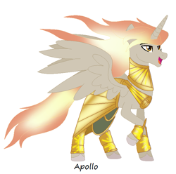 Size: 693x688 | Tagged: safe, artist:harmonicdreemur1308, derpibooru import, alicorn, pony, apollo, armor, base used, greek mythology, male, ponified, raised hoof, raised leg, solo, species swap, stallion