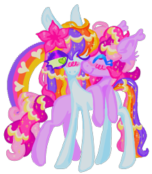 Size: 1153x1316 | Tagged: safe, artist:webkinzworldz, derpibooru import, earth pony, pony, g3, chocolate chipper, duo, female, lesbian, paradise island, shipping, simple background, transparent background