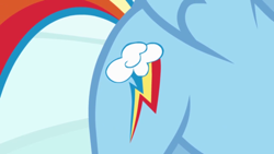 Size: 640x360 | Tagged: safe, derpibooru import, screencap, rainbow dash, pegasus, pony, cutie mark, solo