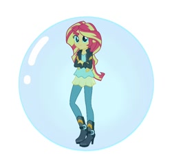 Size: 720x707 | Tagged: safe, derpibooru import, sunset shimmer, human, equestria girls, bubble, in bubble, simple background, solo, trapped, white background