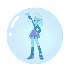 Size: 720x746 | Tagged: safe, derpibooru import, trixie, human, equestria girls, bubble, female, in bubble, simple background, solo, trapped, white background