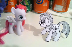 Size: 733x488 | Tagged: safe, artist:pimmy, derpibooru import, twilight sparkle, twilight sparkle (alicorn), alicorn, pegasus, pony, brushable, craft, diamond rose, duo focus, irl, looking at each other, looking at someone, paper child, papercraft, photo, toy, traditional art