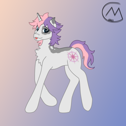 Size: 3200x3200 | Tagged: safe, artist:maître cervidé, derpibooru import, oc, oc:arcana glyph, pony, unicorn, :p, female, gradient background, not sweetie belle, short hair, solo, tongue, tongue out