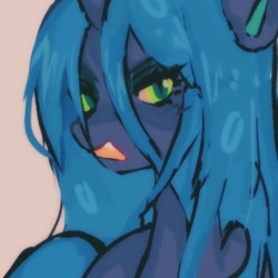 Size: 710x710 | Tagged: safe, artist:gorkujo, derpibooru import, queen chrysalis, changeling, changeling queen, bust, female, looking at you, open mouth, open smile, smiling, solo