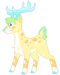 Size: 3758x4756 | Tagged: safe, artist:crazysketch101, derpibooru import, oc, oc:electric pineapple, deer, antlers, simple background, solo, transparent background