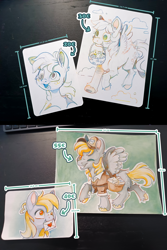 Size: 4000x6000 | Tagged: safe, artist:cutepencilcase, derpibooru import, derpy hooves, pegasus, pony, absurd resolution, advertisement, bag, basket, bust, commission info, food, hat, letter, mailbag, mailmare, mailmare hat, mailmare uniform, muffin, one eye closed, portrait, solo, tongue, tongue out, traditional art, unshorn fetlocks, wink