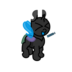 Size: 3000x3000 | Tagged: safe, artist:theunidentifiedchangeling, derpibooru import, oc, oc:uni(unidentified), changeling, >.<, ><, blue wings, changeling oc, cute, eyes closed, happy, ocbetes, open mouth, reeee, simple background, solo, transparent background, wings