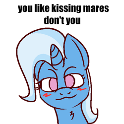 Size: 512x512 | Tagged: safe, artist:xppp1n, derpibooru import, trixie, unicorn, blushing, boykisser, bust, female, looking at you, mare, meme, ponified, ponified meme, simple background, solo, text, white background