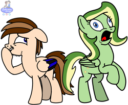 Size: 2487x2050 | Tagged: safe, artist:mrstheartist, oc, oc only, oc:boomerang beauty, oc:seb the pony, pegasus, pony, friendship is magic, about to sneeze, base used, bipedal, black outline, colored wingtips, derp, duo, ears, equine, faic, female, feral, fictional species, floppy ears, giggling, hasbro, male, mammal, mare, my little pony, open mouth, simple background, stallion, transparent background, wings