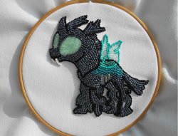 Size: 1024x783 | Tagged: safe, artist:lightdragon1988, derpibooru import, thorax, changeling, bead art, embroidery, irl, photo, solo, traditional art