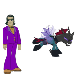 Size: 1121x1092 | Tagged: safe, artist:chanyhuman, derpibooru import, filthy rich, pharynx, changeling, human, equestria girls, clothes, cosplay, costume, five nights at freddy's, mortal kombat, quan chi, simple background, transparent background, vector, william afton