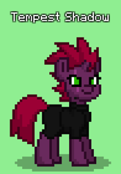 Size: 588x840 | Tagged: safe, derpibooru import, tempest shadow, pony, unicorn, bodysuit, clothes, green background, pony town, simple background, solo