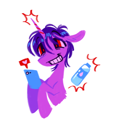 Size: 1024x1121 | Tagged: safe, artist:webkinzworldz, derpibooru import, pony, unicorn, crossover, joe keery, kurt kunkle, phone, ponified, simple background, solo, species swap, spree, water bottle, white background