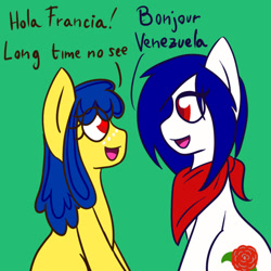 Size: 640x640 | Tagged: safe, artist:ask-ponyvenezuela, derpibooru import, oc, oc only, oc:venezuela, earth pony, pony, earth pony oc, france, nation ponies, ponified, species swap, venezuela