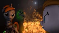 Size: 1920x1080 | Tagged: safe, artist:tankfbi, derpibooru import, oc, oc:littlepip, pony, unicorn, fallout equestria, 3d, fire, gun, handgun, little macintosh, revolver, source filmmaker, weapon