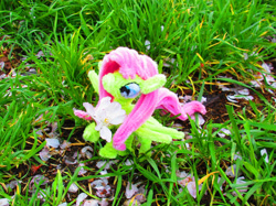 Size: 3584x2687 | Tagged: safe, alternate version, artist:malte279, derpibooru import, part of a series, part of a set, fluttershy, pony, chenille, chenille stems, chenille wire, cherry blossoms, craft, flower, flower blossom, irl, photo, pipe cleaner sculpture, pipe cleaners