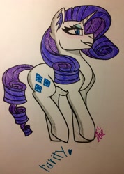 Size: 2324x3264 | Tagged: safe, artist:sugarkittycat04, derpibooru import, rarity, pony, unicorn, blushing, female, heart, mare, smiling, solo, traditional art