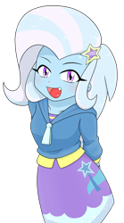 Size: 1303x2351 | Tagged: safe, artist:batipin, derpibooru import, trixie, equestria girls, cute, cute little fangs, fangs, looking at you, open mouth, simple background, solo, transparent background