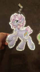 Size: 1152x2048 | Tagged: safe, artist:inkkeystudios, derpibooru import, oc, oc only, pony, unicorn, badge, grin, looking at you, photo, smiling, solo, traditional art, unshorn fetlocks, vitiligo