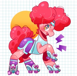 Size: 2950x2902 | Tagged: safe, artist:cocopudu, derpibooru import, pinkie pie, earth pony, pony, afro puffs, roller skates, skates