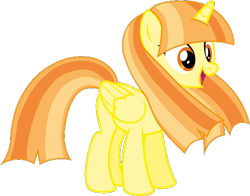 Size: 564x442 | Tagged: safe, artist:ncolque, derpibooru import, oc, oc only, oc:daylight shine, alicorn, pony, long mane, multicolored mane, multicolored tail, simple background, smiling, solo, tail, transparent background, vector