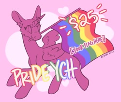 Size: 1494x1253 | Tagged: safe, artist:beyhr, derpibooru import, pony, advertisement, pride, pride flag, ych example, your character here