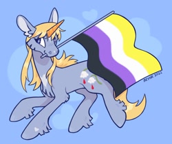 Size: 1494x1253 | Tagged: safe, artist:beyhr, derpibooru import, oc, oc only, oc:holy steel, pony, unicorn, nonbinary pride flag, pride, pride flag