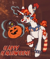 Size: 1383x1612 | Tagged: safe, artist:beyhr, derpibooru import, oc, oc only, oc:wow factor, pony, unicorn, happy halloween