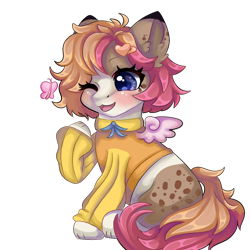 Size: 1000x1000 | Tagged: safe, artist:peachfairylights, derpibooru import, oc, butterfly, pony, simple background, transparent background