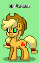 Size: 540x876 | Tagged: safe, derpibooru import, applejack, earth pony, pony, applejack's hat, clothes, cowboy hat, hair tie, hat, pony town, solo