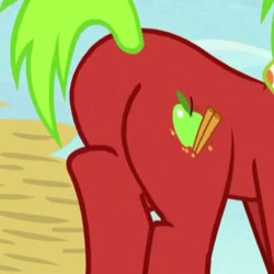 Size: 720x720 | Tagged: safe, derpibooru import, screencap, apple cinnamon, pony, butt, plot