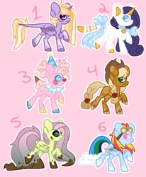 Size: 509x617 | Tagged: safe, artist:orcabunnies, derpibooru import, oc, oc only, alicorn, bat pony, earth pony, pegasus, pony, unicorn, adoptable