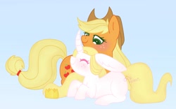 Size: 2721x1693 | Tagged: safe, artist:orcabunnies, derpibooru import, applejack, oc, earth pony, pony, unicorn