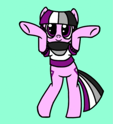 Size: 573x627 | Tagged: safe, artist:thedragenda, derpibooru import, oc, oc:ace, pony, animated, ask-acepony, bipedal, caramelldansen, gif, green background, simple background, solo