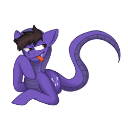 Size: 1271x1160 | Tagged: safe, artist:revenge.cats, derpibooru import, original species, pony, snake, snake pony, cobra starship, forked tongue, gabe saporta, lying down, male, ponified, prone, scales, simple background, snake tail, solo, species swap, stallion, tail, tongue, tongue out, transparent background