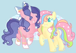 Size: 2151x1508 | Tagged: safe, artist:orcabunnies, derpibooru import, oc, oc only, earth pony, pony, unicorn, base used, duo