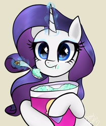 Size: 1714x2048 | Tagged: safe, artist:petaltwinkle, derpibooru import, rarity, unicorn, eating, food, ice cream