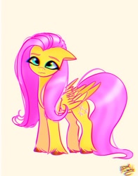 Size: 1074x1368 | Tagged: safe, artist:petaltwinkle, derpibooru import, fluttershy, pegasus, pony, simple background, solo