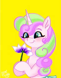 Size: 1074x1368 | Tagged: safe, artist:petaltwinkle, derpibooru import, oc, oc only, pony, unicorn, flower, simple background, solo