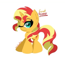 Size: 1196x1093 | Tagged: safe, artist:windowrose, derpibooru import, sunset shimmer, pony, unicorn, female, simple background, solo, white background