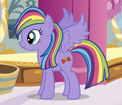 Size: 736x634 | Tagged: safe, derpibooru import, pegasus, pony, g3, g4, g3 to g4, game screencap, generation leap, multicolored hair, rainbow hair, rainbowberry, solo