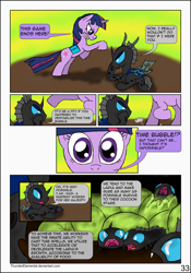 Size: 1600x2283 | Tagged: safe, artist:thunderelemental, derpibooru import, twilight sparkle, changeling, pony, comic:swarm rising, baby changeling, changeling egg, comic, speech bubble