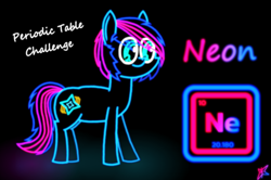 Size: 2400x1592 | Tagged: safe, artist:neonshy02, derpibooru import, oc, oc only, oc:neon shy, earth pony, element pony, pony, black background, male, neon, periodic table, ponified, simple background, solo, species swap, stallion