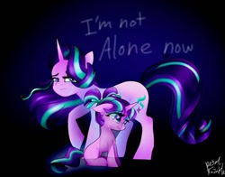 Size: 1368x1074 | Tagged: safe, artist:petaltwinkle, derpibooru import, starlight glimmer, pony, unicorn, dialogue, duo, foal, self paradox, talking to herself